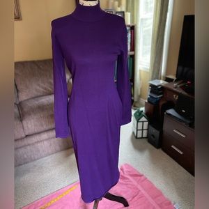Turtleneck Sweater Dress with Shoulder Pads